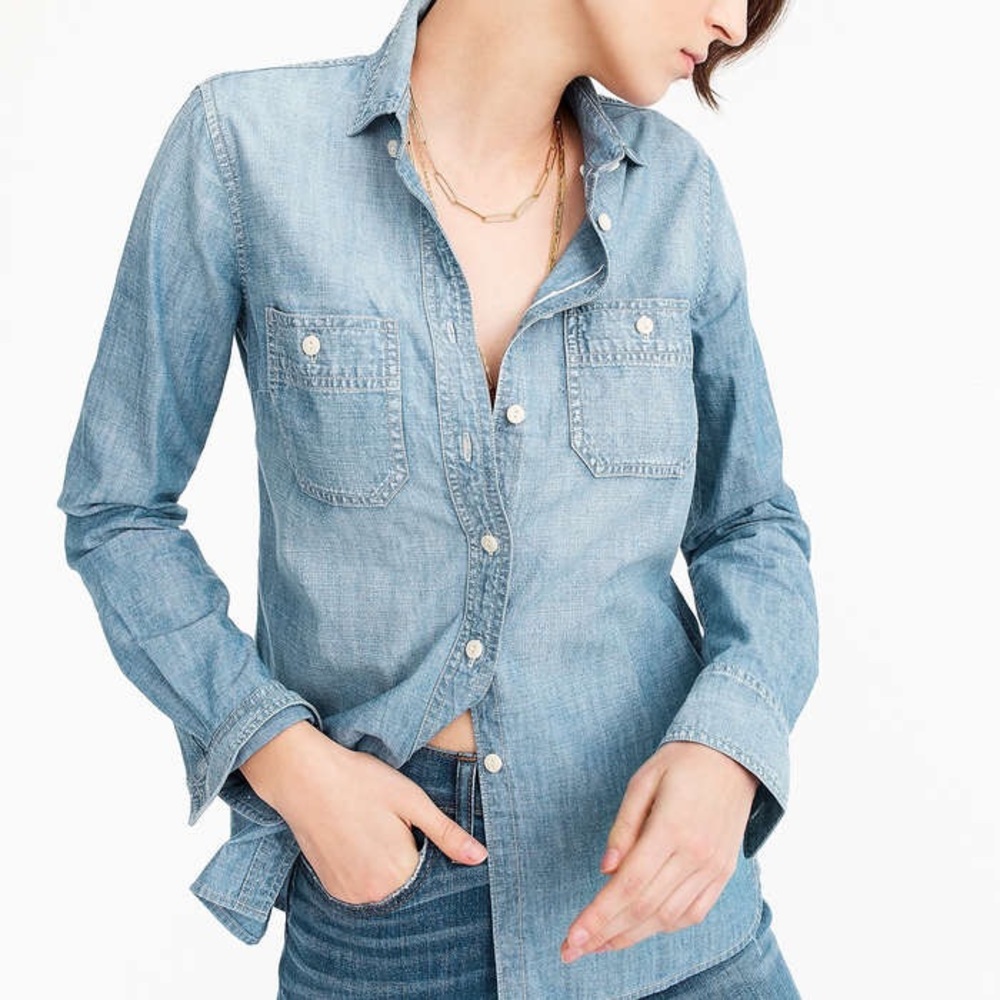 J. Crew The Perfect Shirt in Chambray